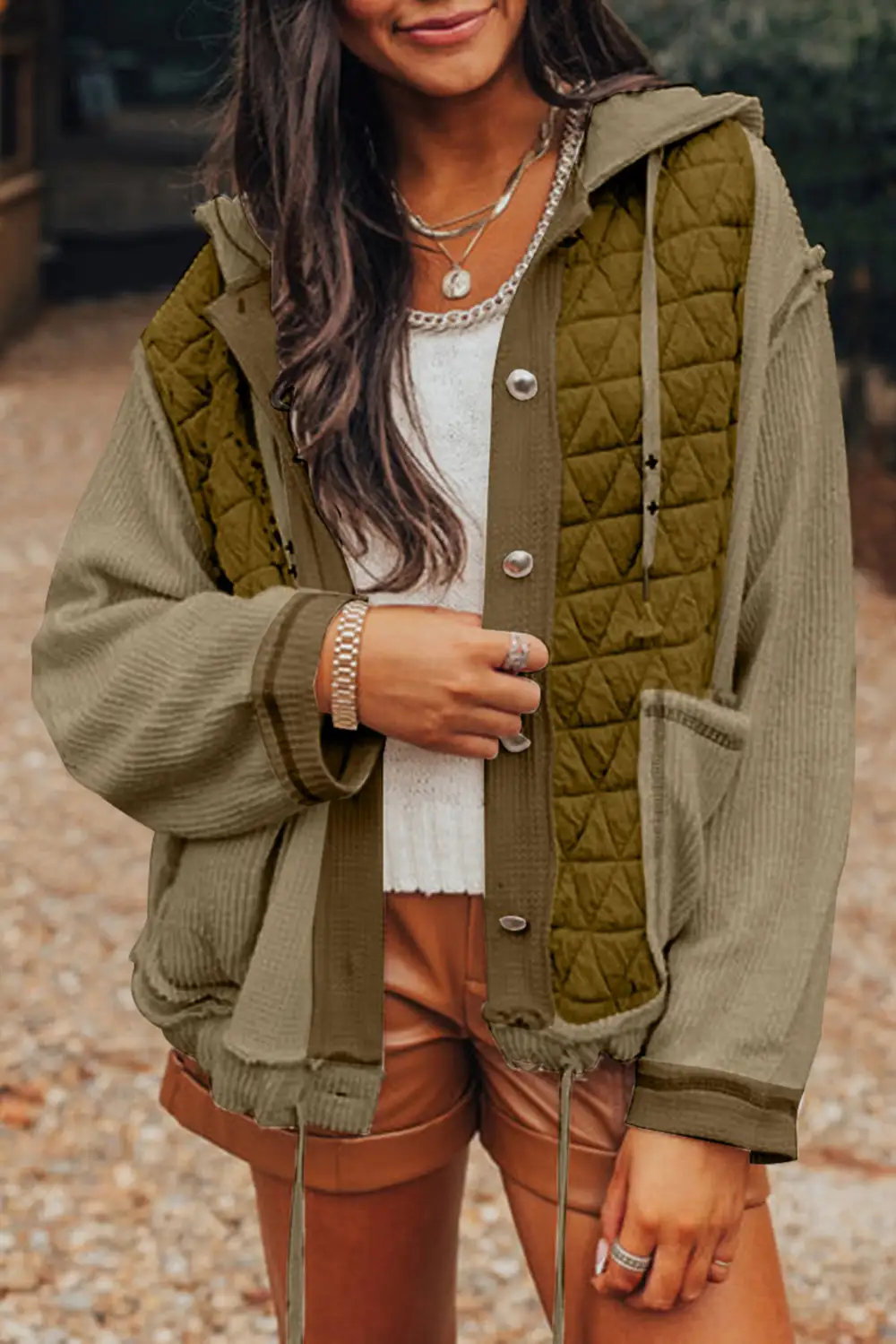 Quilted Relaxed Fit Hooded Jacket