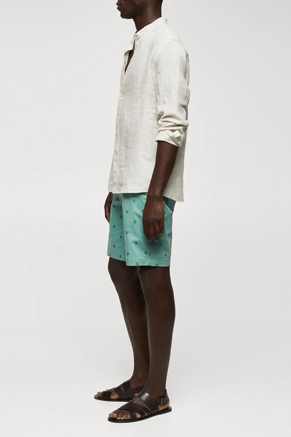 Slim-Fit Cotton Micro-Print Shorts