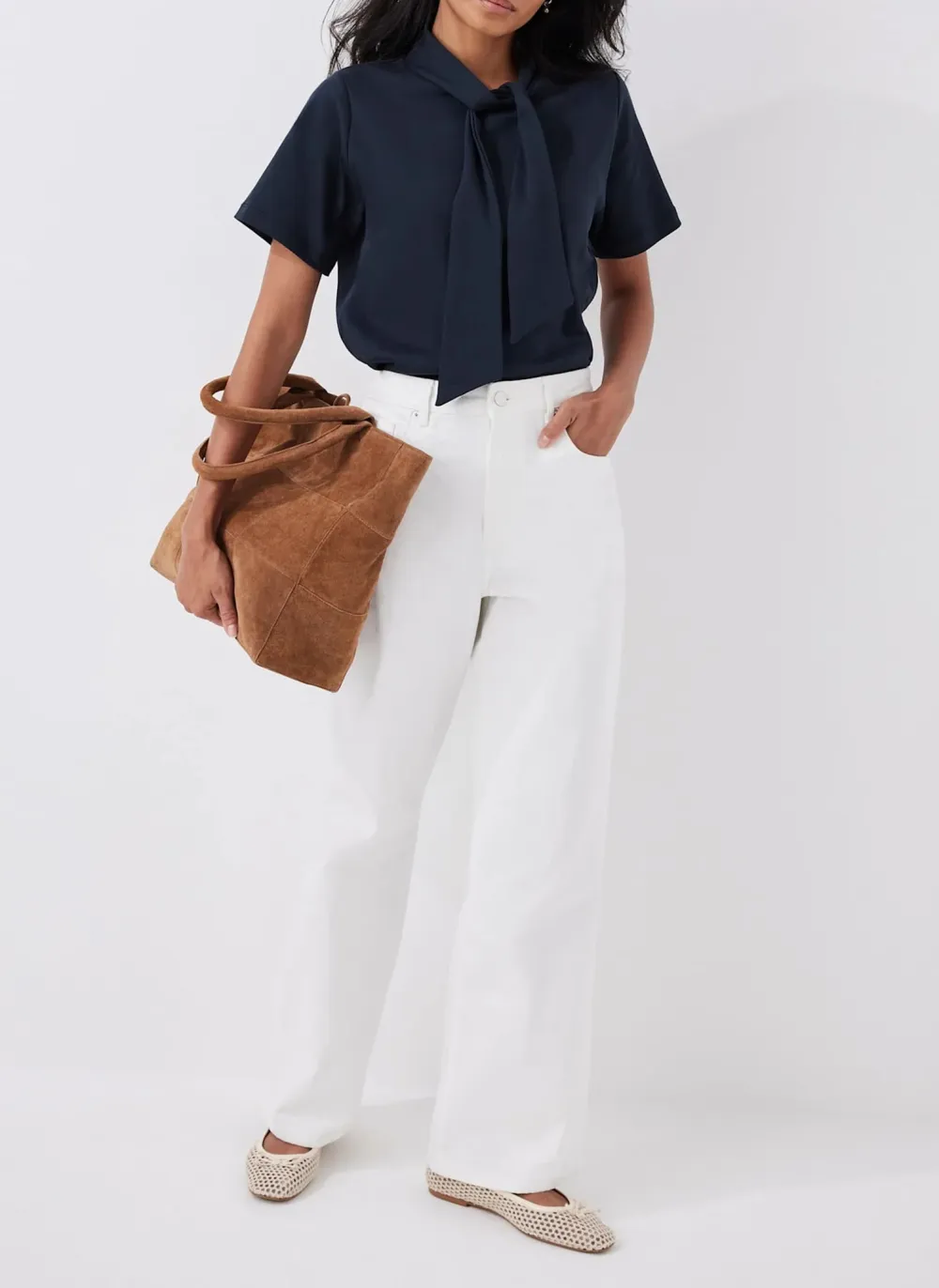 Casual Style Navy Cotton Top