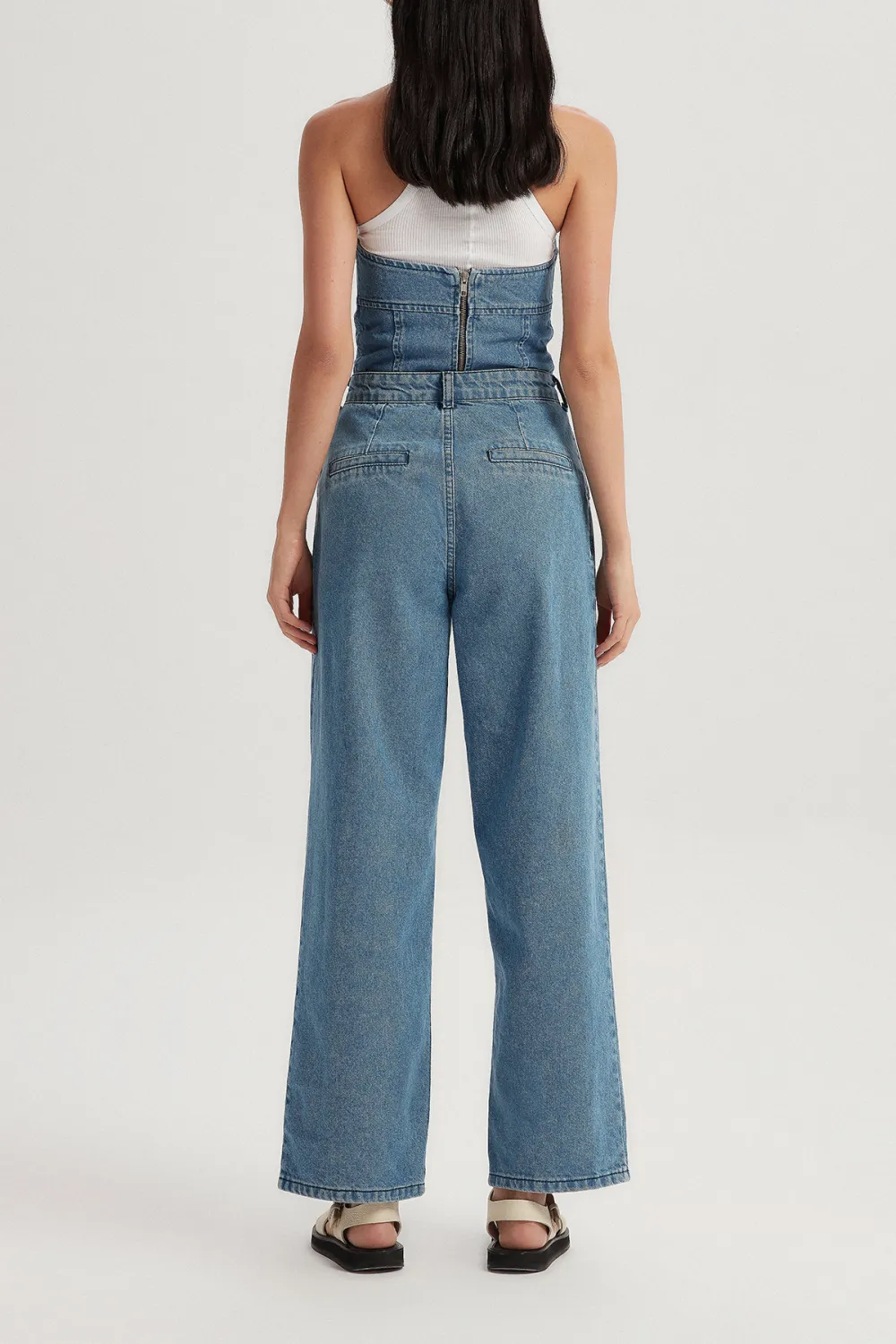Wide-Leg Denim Pants