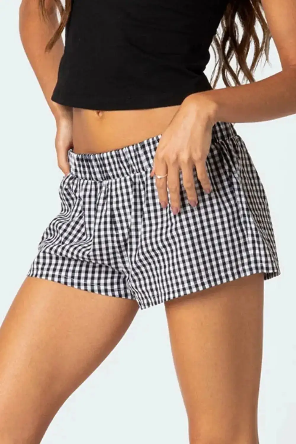 Everyday Plaid Elastic Waist Shorts