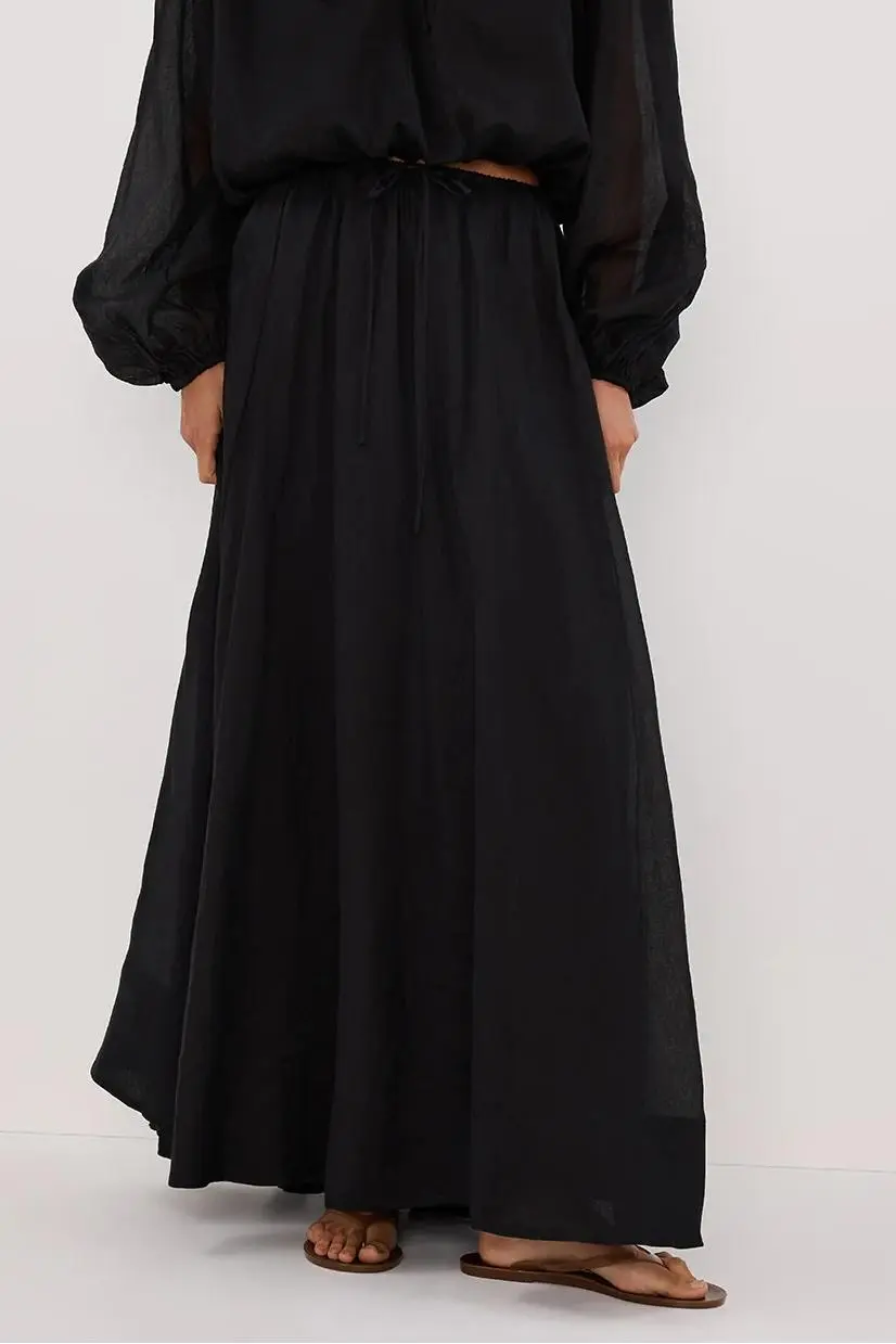 BLACK RAMIE MAXI SKIRT
