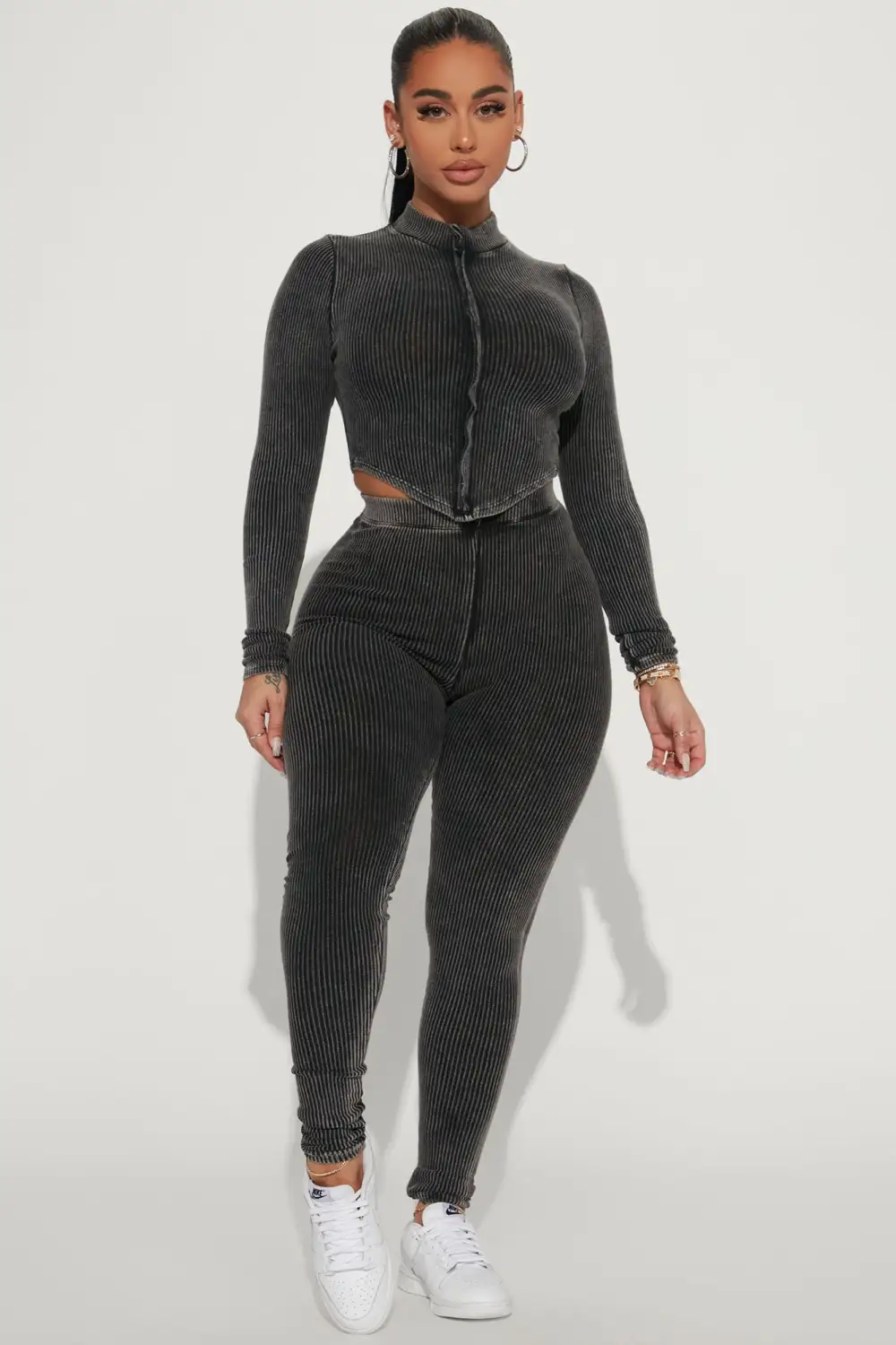 Can Tell It All Ribbed Legging Set 30 - Black