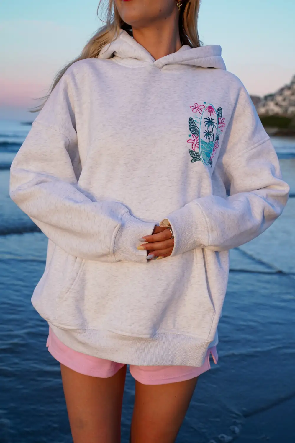 Surfing the Waves Embroider Hoodie