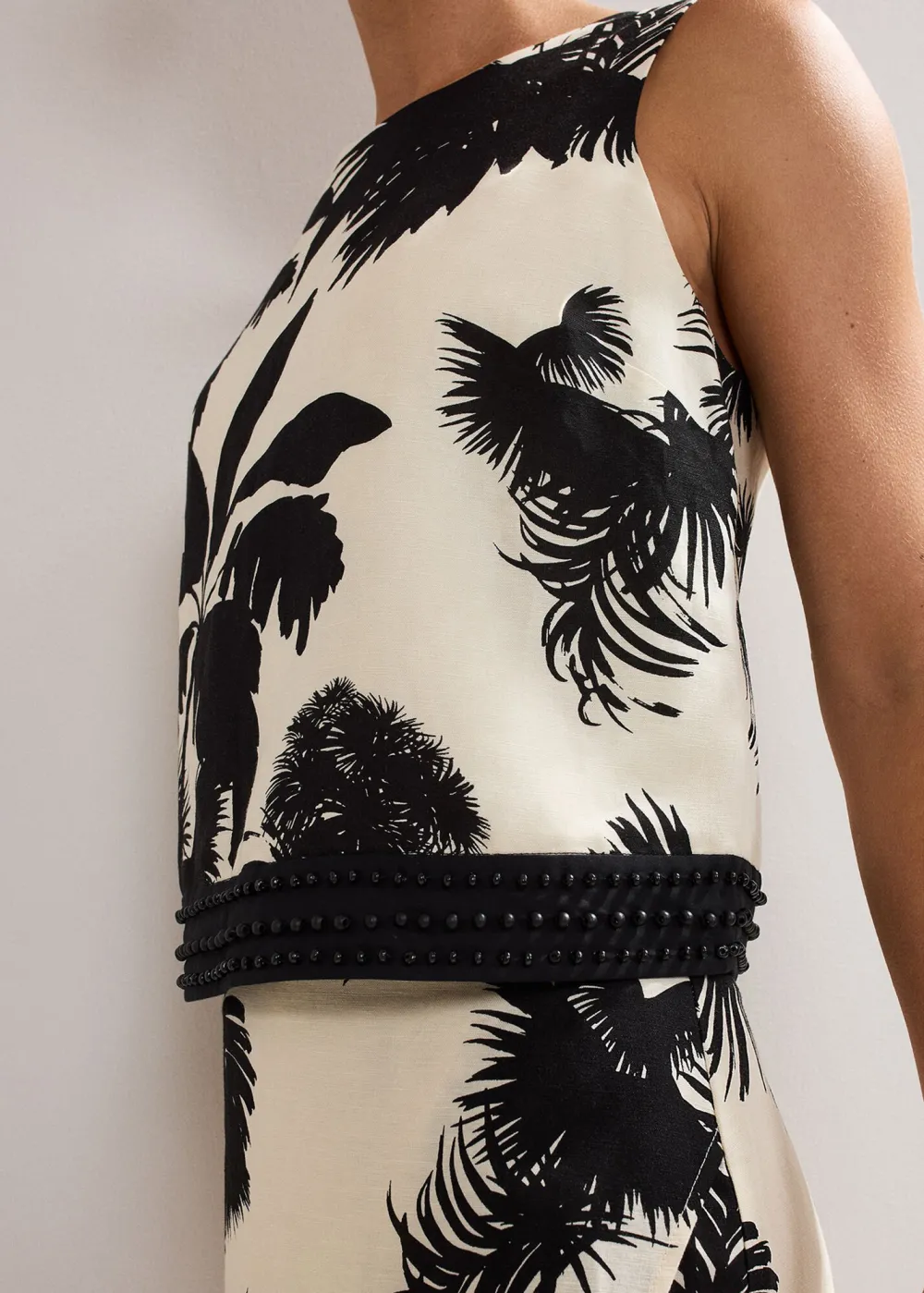 Stylish Modern Tropical Print Linen Top