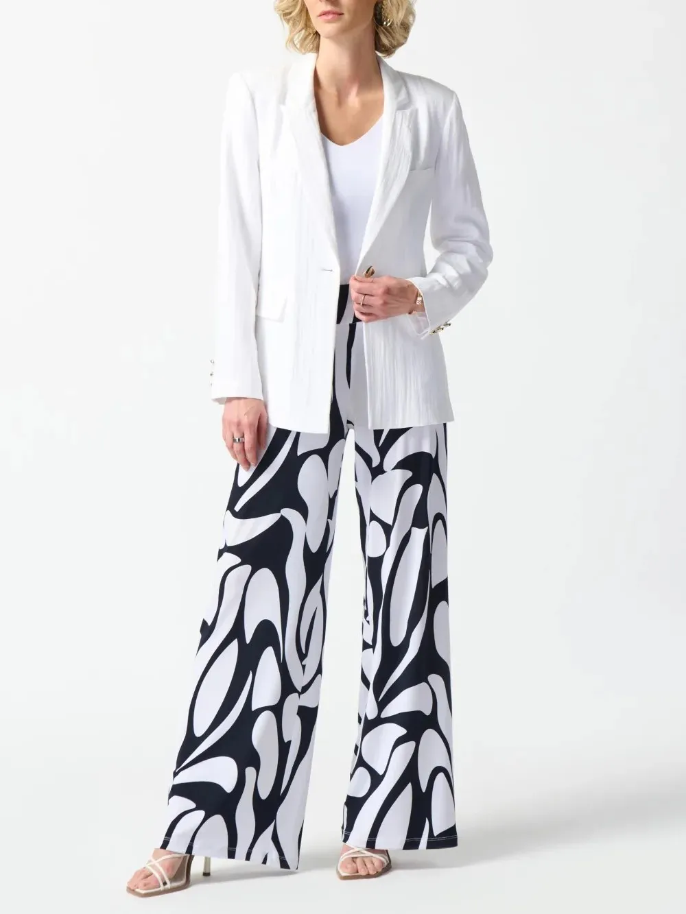 Crisp White Fitted Woven Blazer