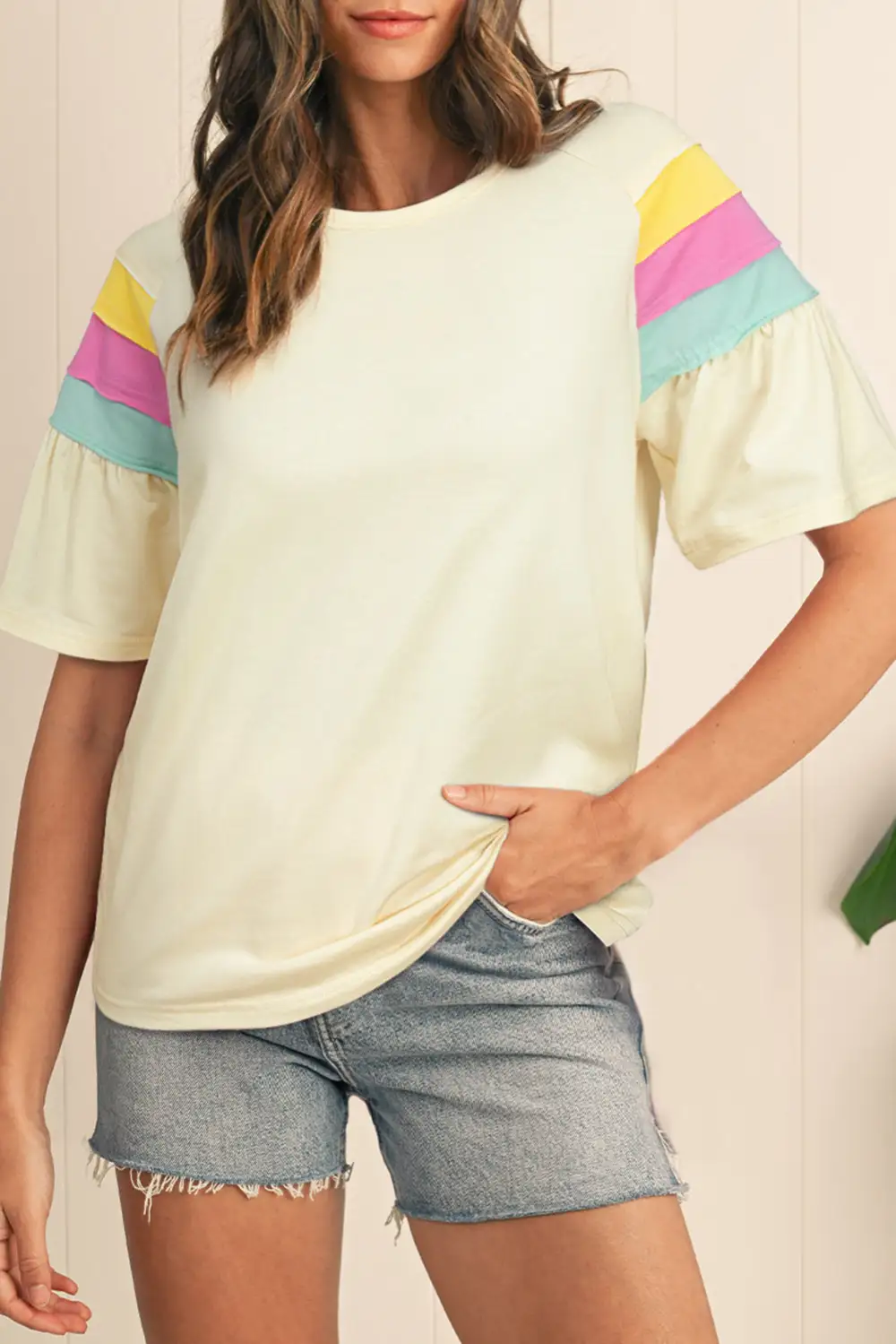 Color Block Stitched Sleeve Tee