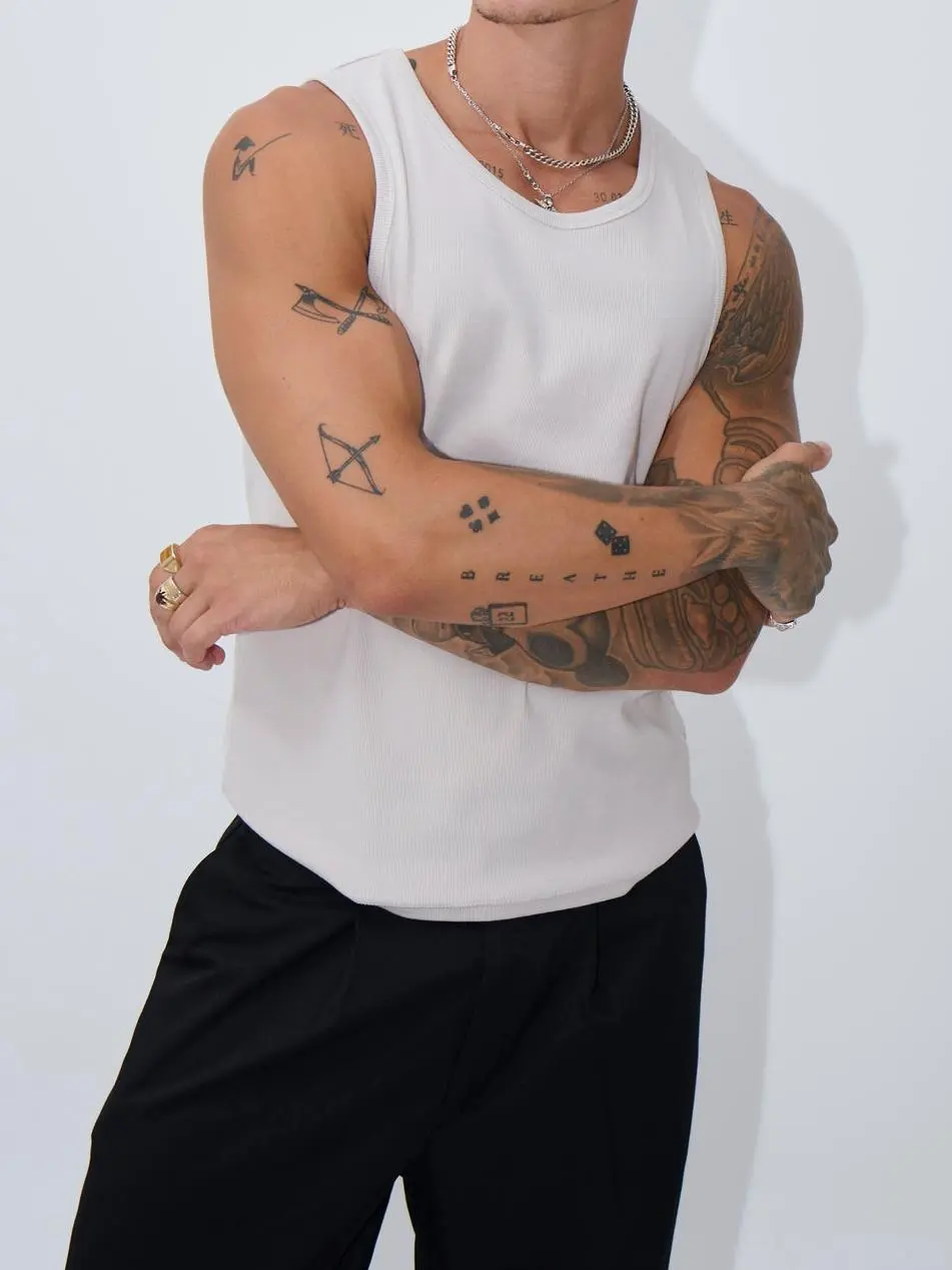 Simple And Soft Versatile Beige Tank Tops