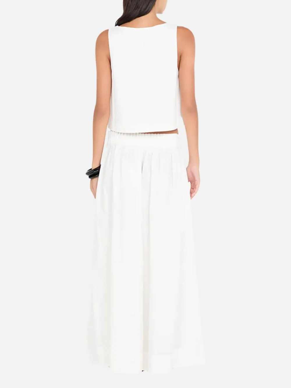 Elasticated Waist Maxi Skirt-White