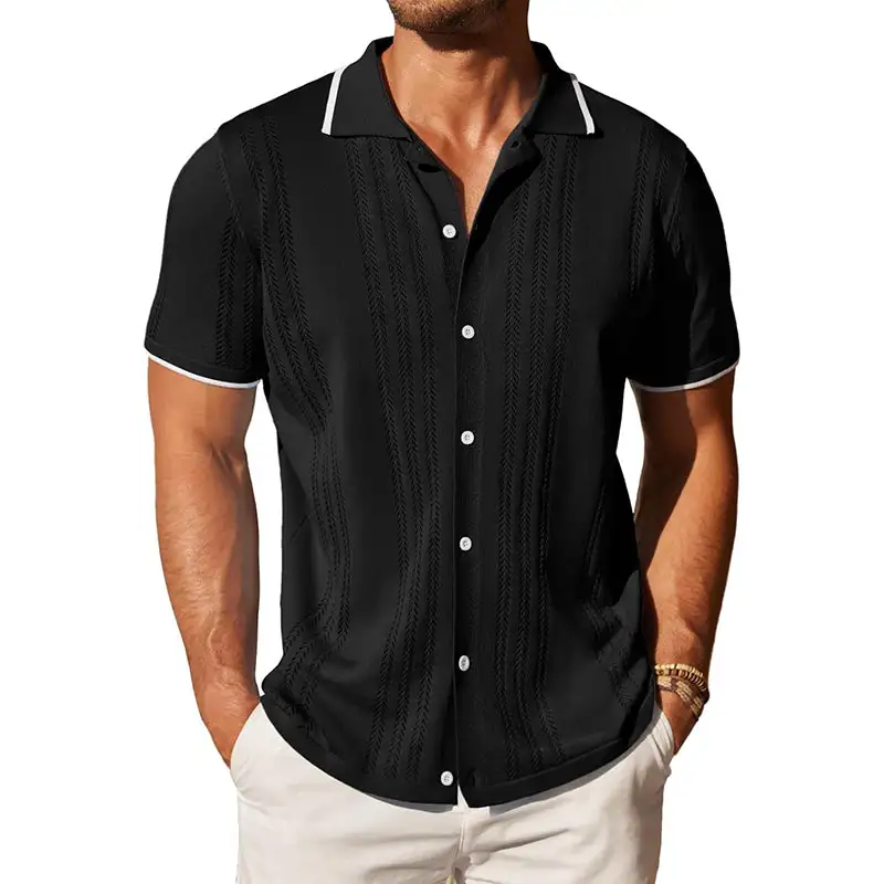 Polished Short Sleeve Collared Knit Shirt