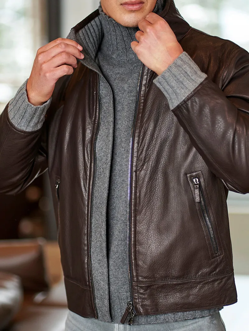 Men's Casual Oversized Coat Leather Jacket