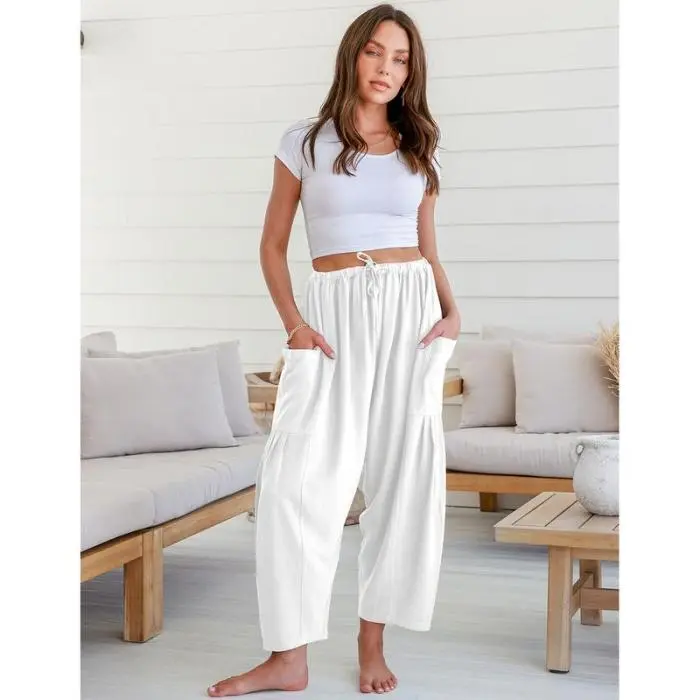 High-Waist Wide-Leg Loose Casual Cotton Linen Pants