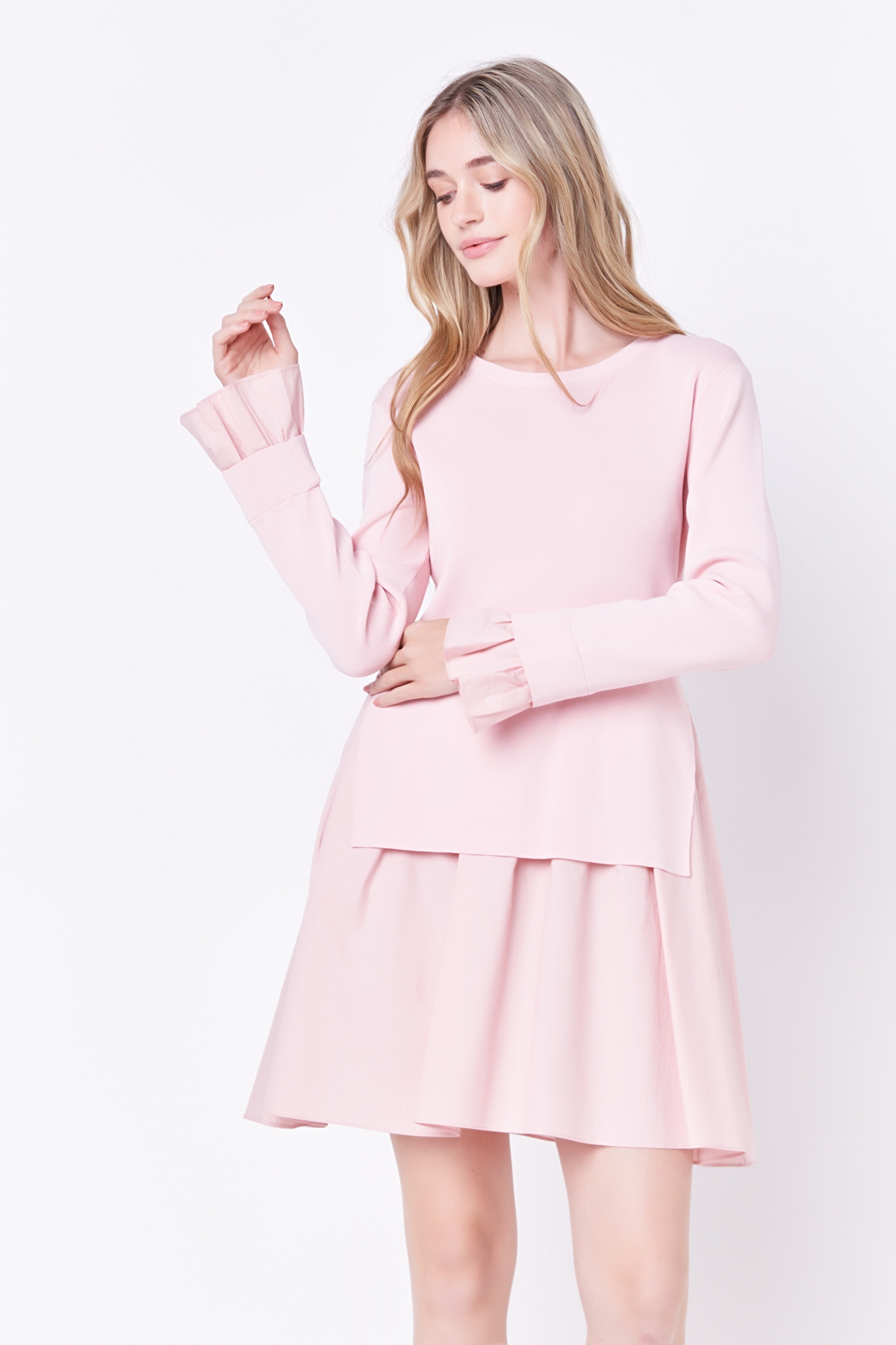 Poplin Combo Knit Dress