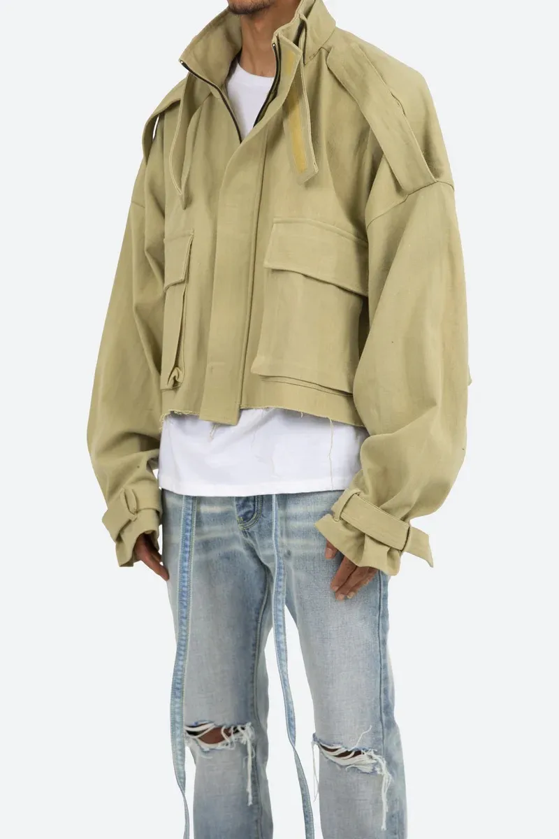 KHAKI CROP STYLE CARGO JACKET