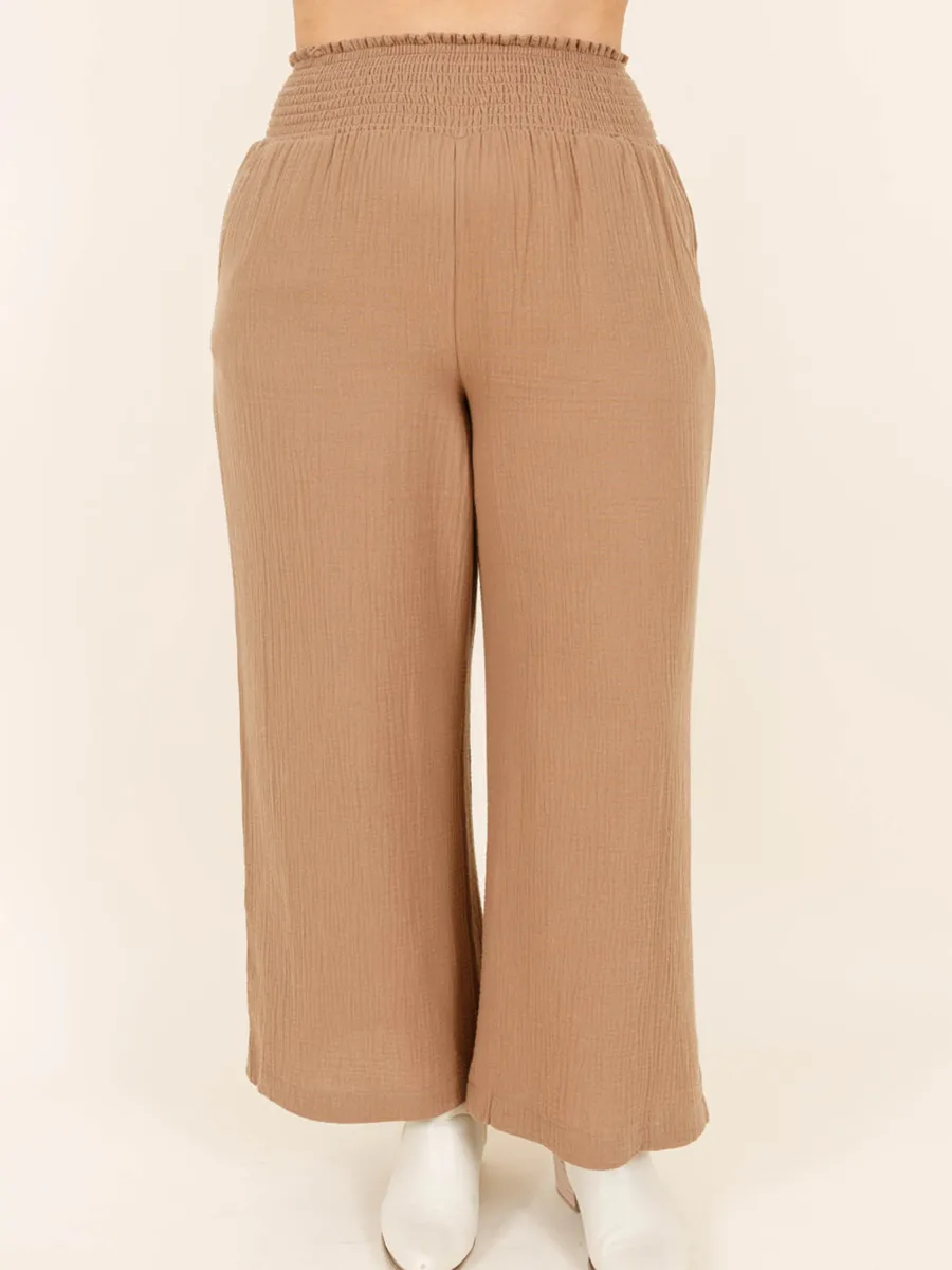 Wrinkled loose straight leg pants with gathered craftsmanship