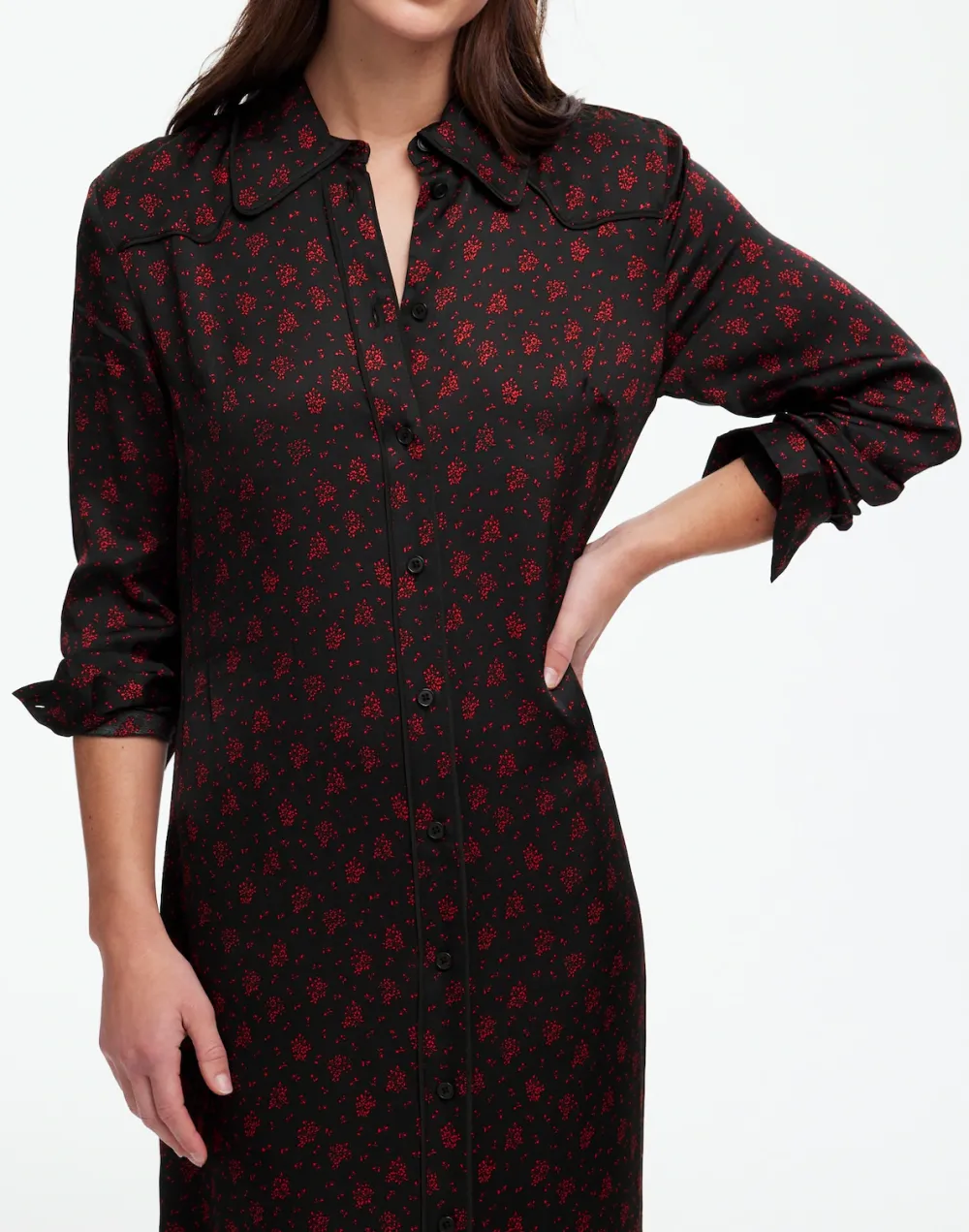 Button-Front Maxi Dress in Floral