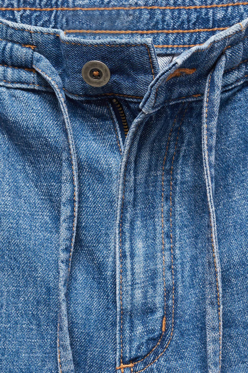 Denim Shorts With Drawstring