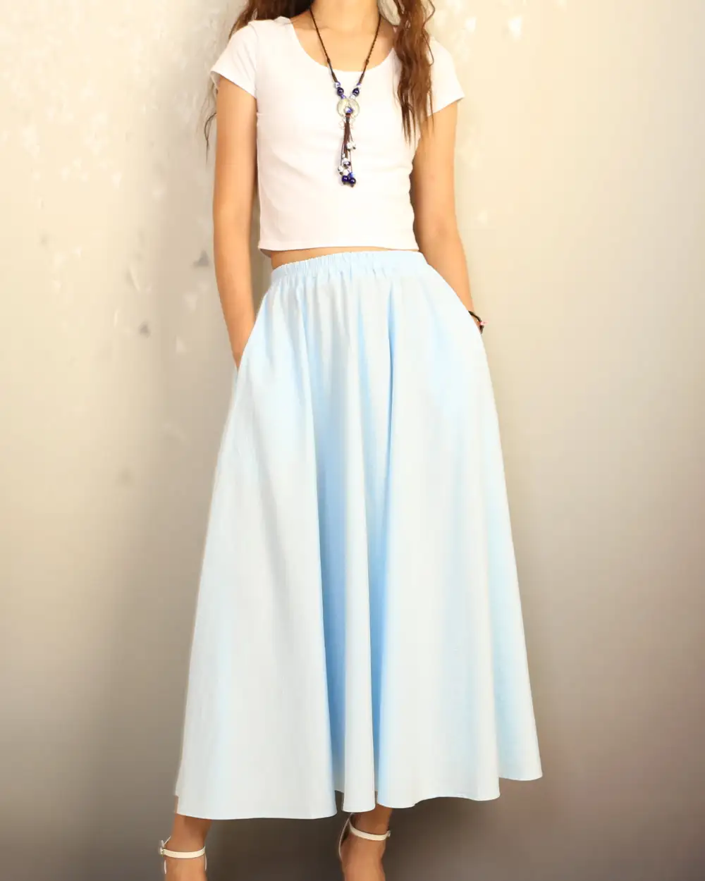 Boho Linen Flared Skirt