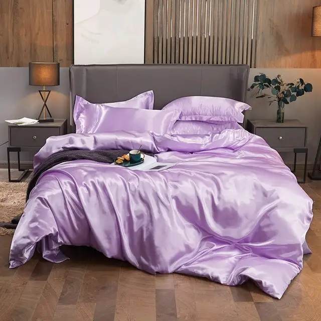 Bedding Set Solid Color Luxury Bedding Kit Rayon Satin Duvet Cover Set Twin Queen King Size Bed Set 2pcs/3pcs/4pcs - Bedding Set