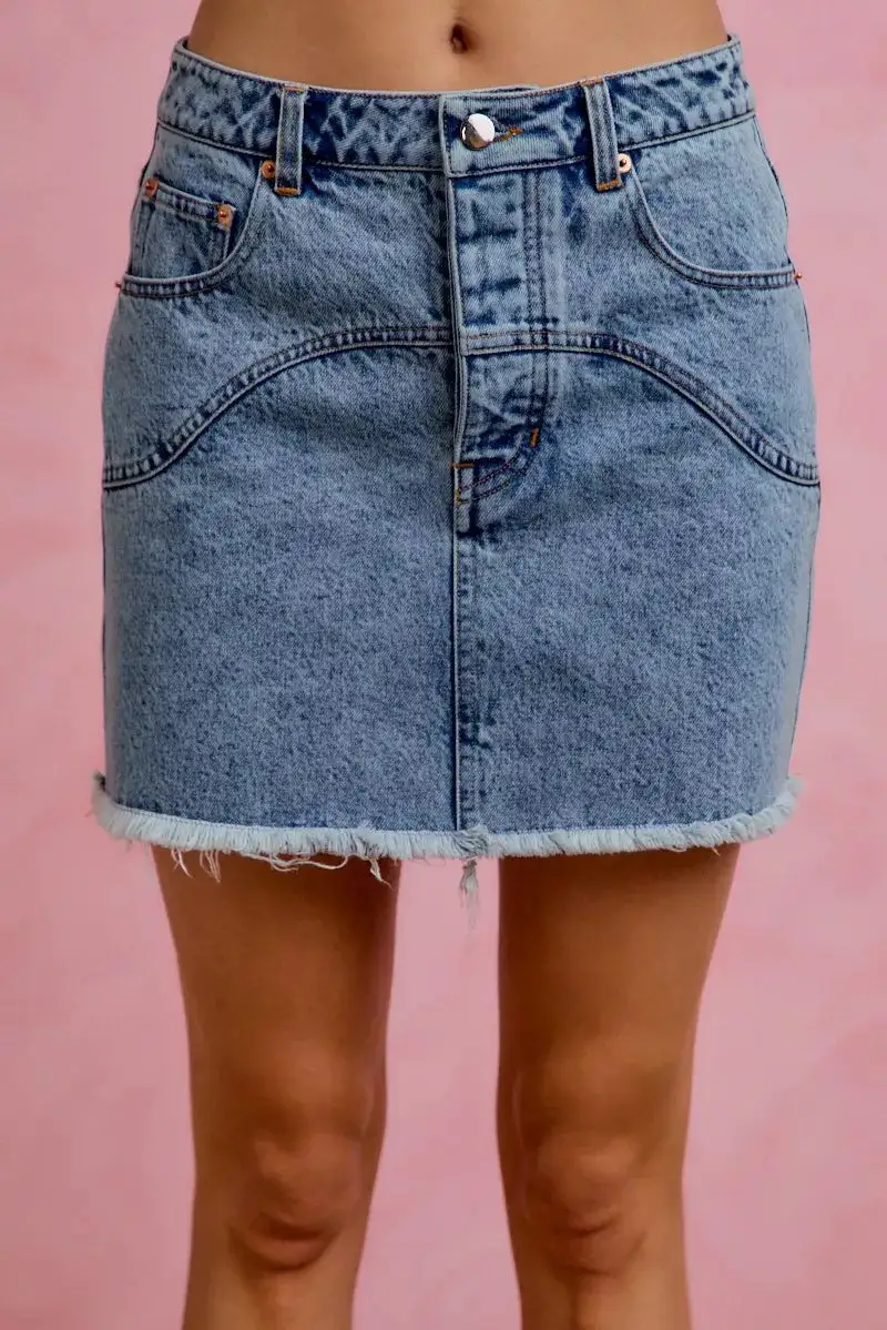 Floral Denim Mini Skirt