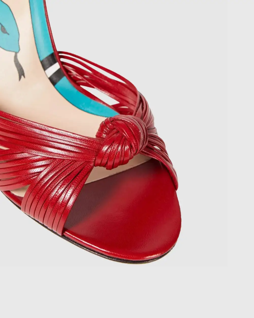 Woven Leather Sandals in Red