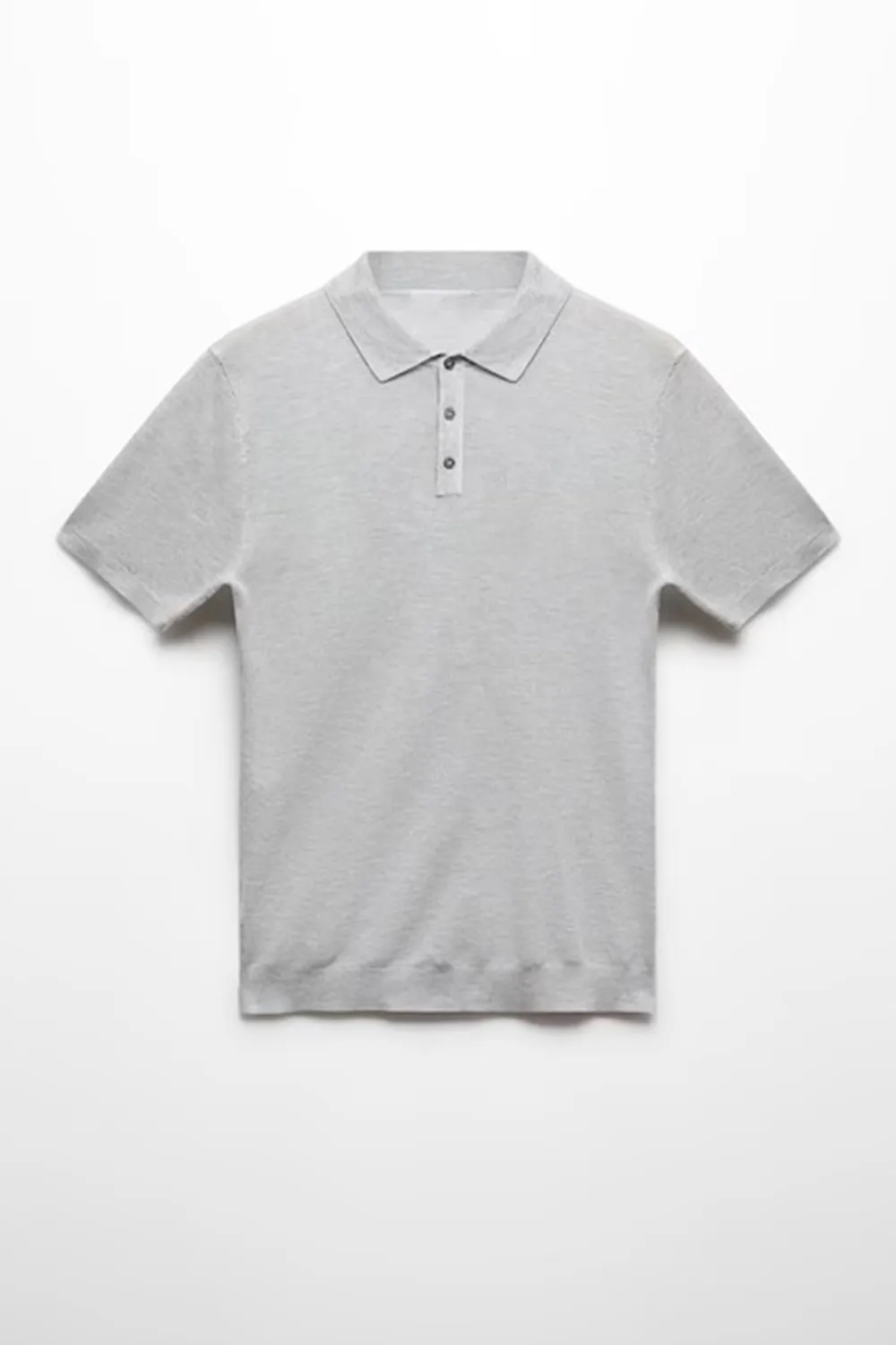 Buttoned Micro-Structure Knitted Polo Shirt