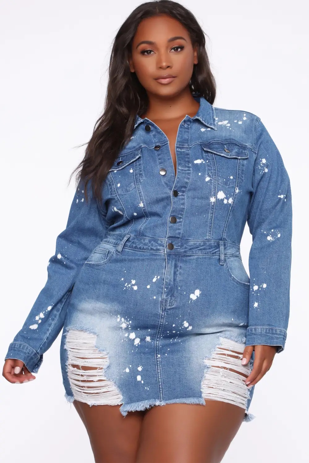 Do Some Damage Denim Mini Dress - Medium Dark