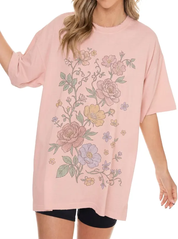 Women's Boho Floral Aesthetic Vintage Printed T-shirt