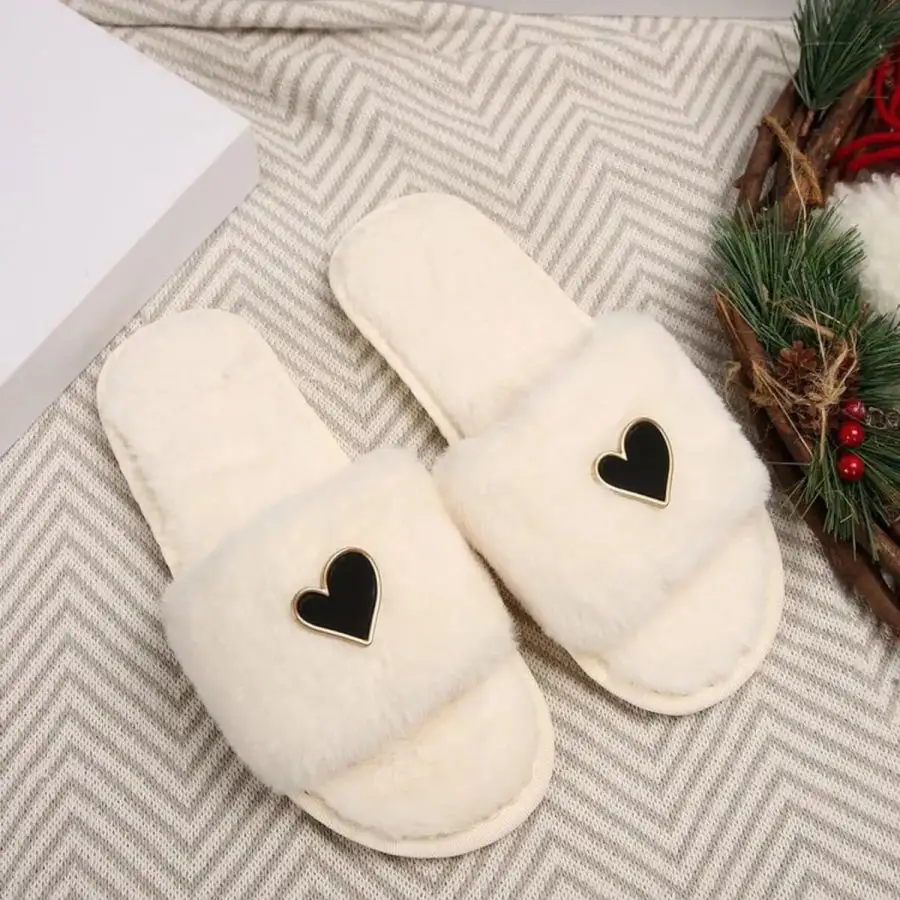 Heart Open Toe Flats Slippers