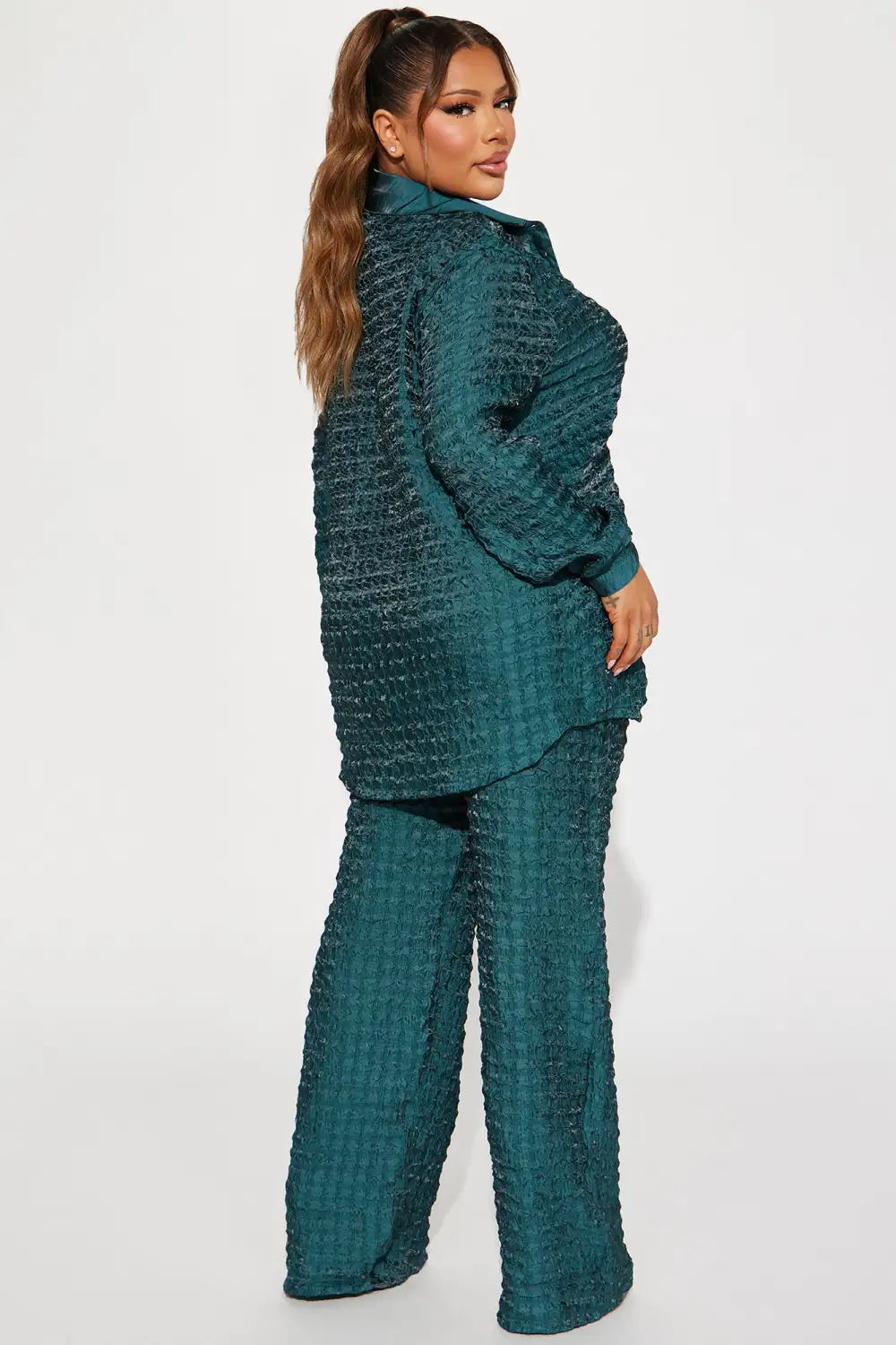 Royal Textured Pant Set - Hunter