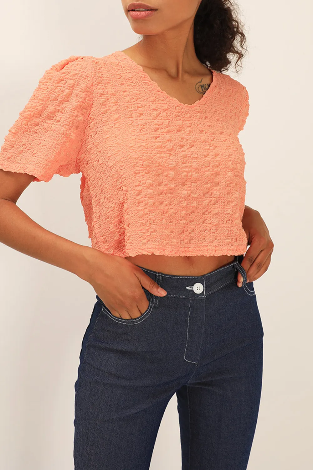 Hazel Textured Crop Top