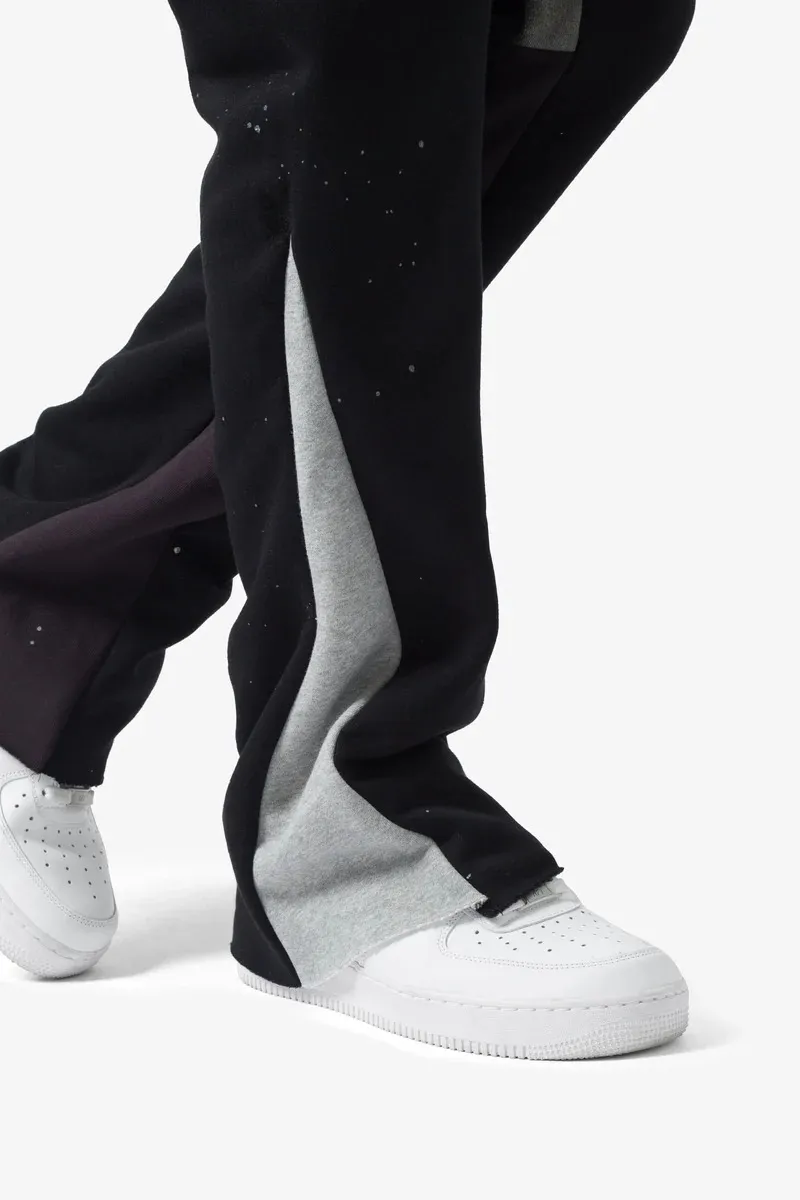 BLACK WITH GREY SPLATTER SWEATPANTS