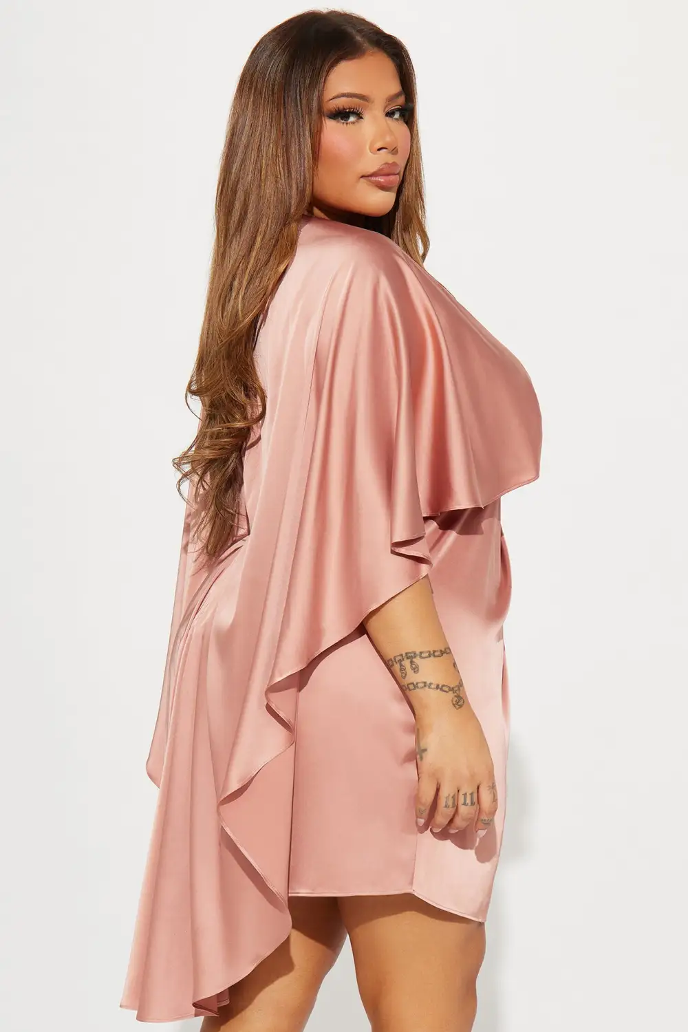 Anabelle Satin Mini Dress - Mauve