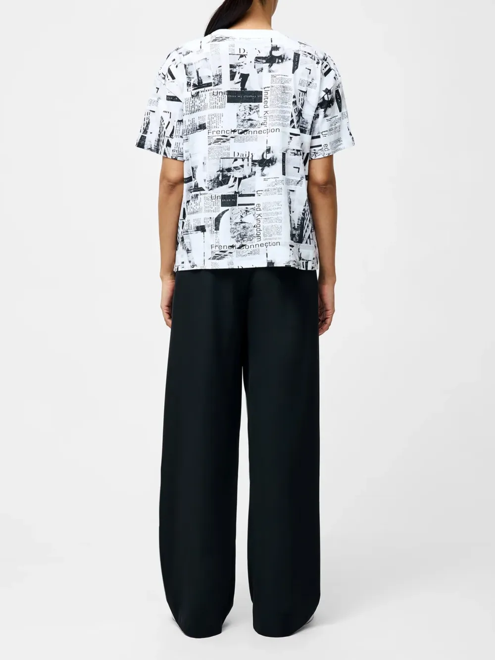 Creative Newspaper Print Black And White Short Sleeves