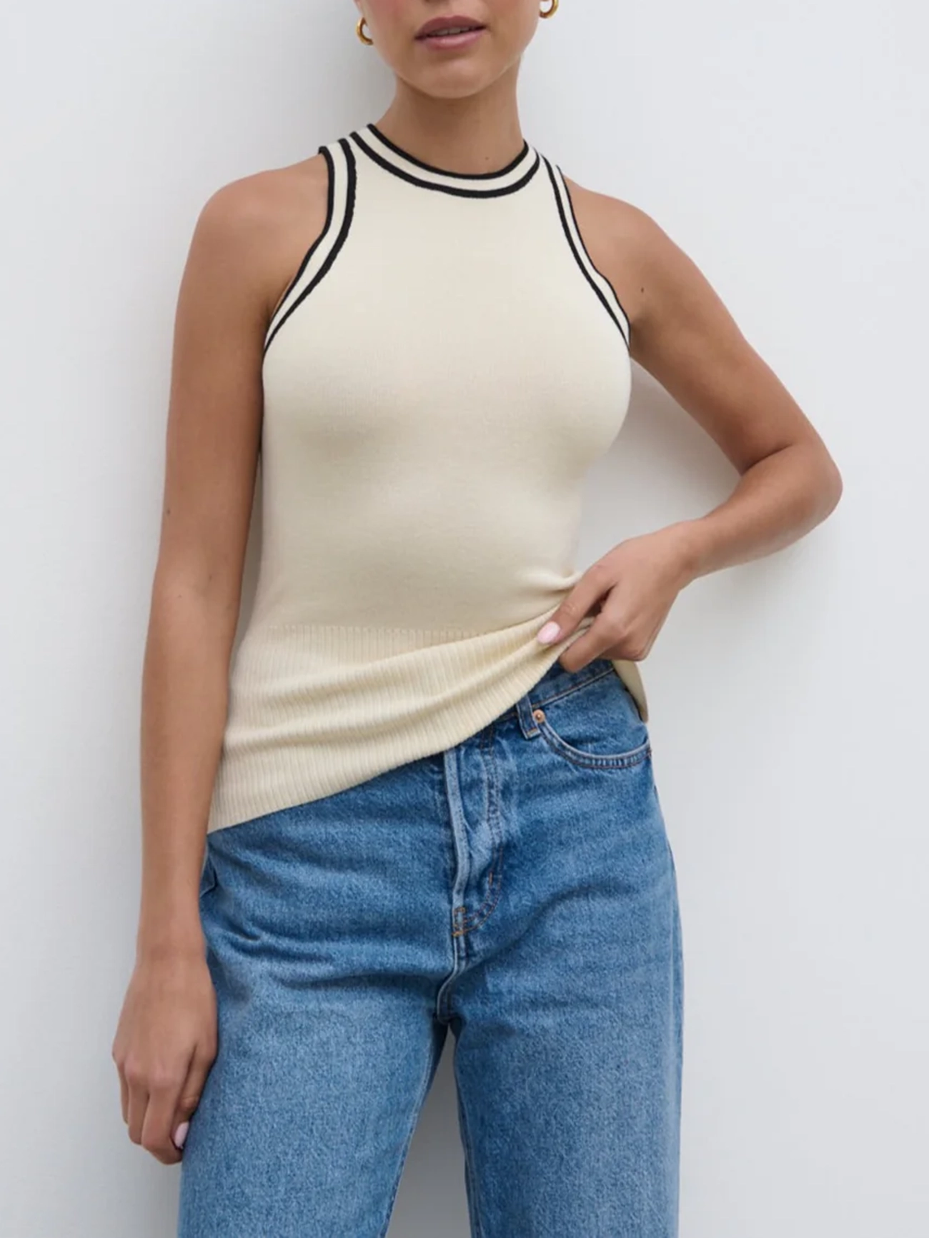 Contrast Knit Top