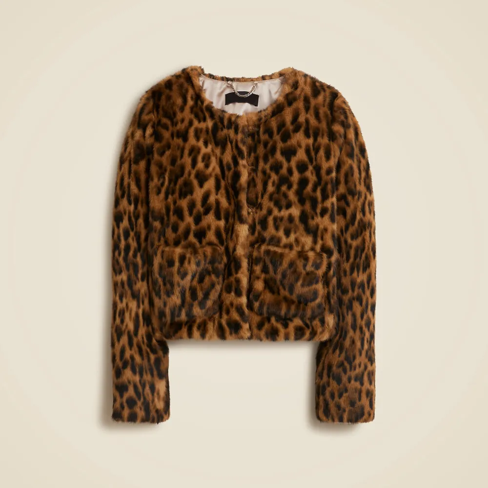 Crew Neck Faux Fur Jackets