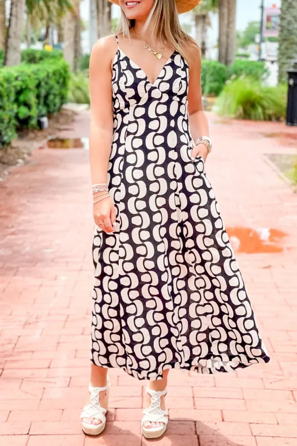 Black And White Printed Dress