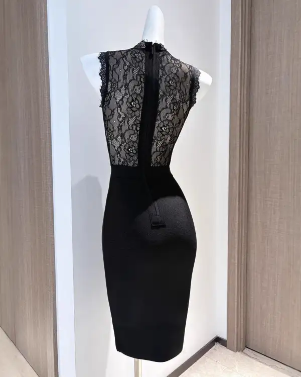 Textured Lace Midi Dress