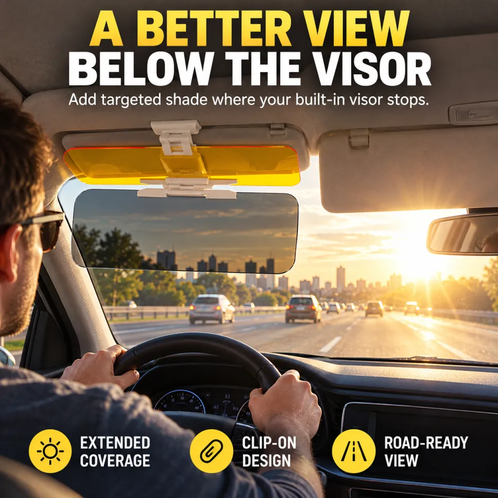 Adjustable Car Anti-Glare Sun Visor, Day & Night Driving Windshield Glare Blocker, Universal Windshield Anti-Glare Accessory