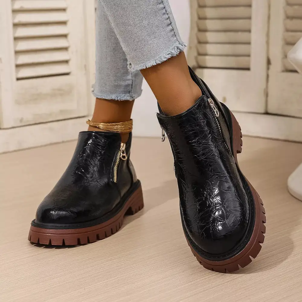 Round Toe Block Heels Boots