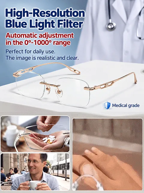 HD Photochromic Titanium Alloy Progressive Reading Glasses