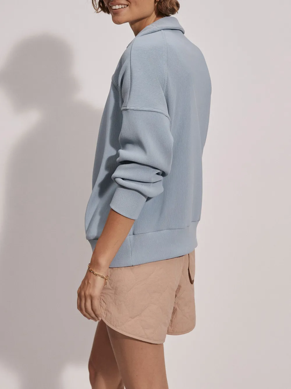 Modern Half-Zip Stand-Collar Waffle Sweatshirt