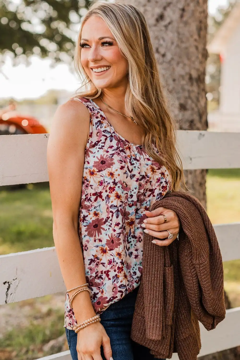 Seeing The Beauty Floral Tank Top- Mauve