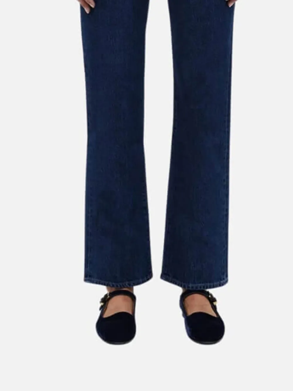 High Rise Button Straight Jeans