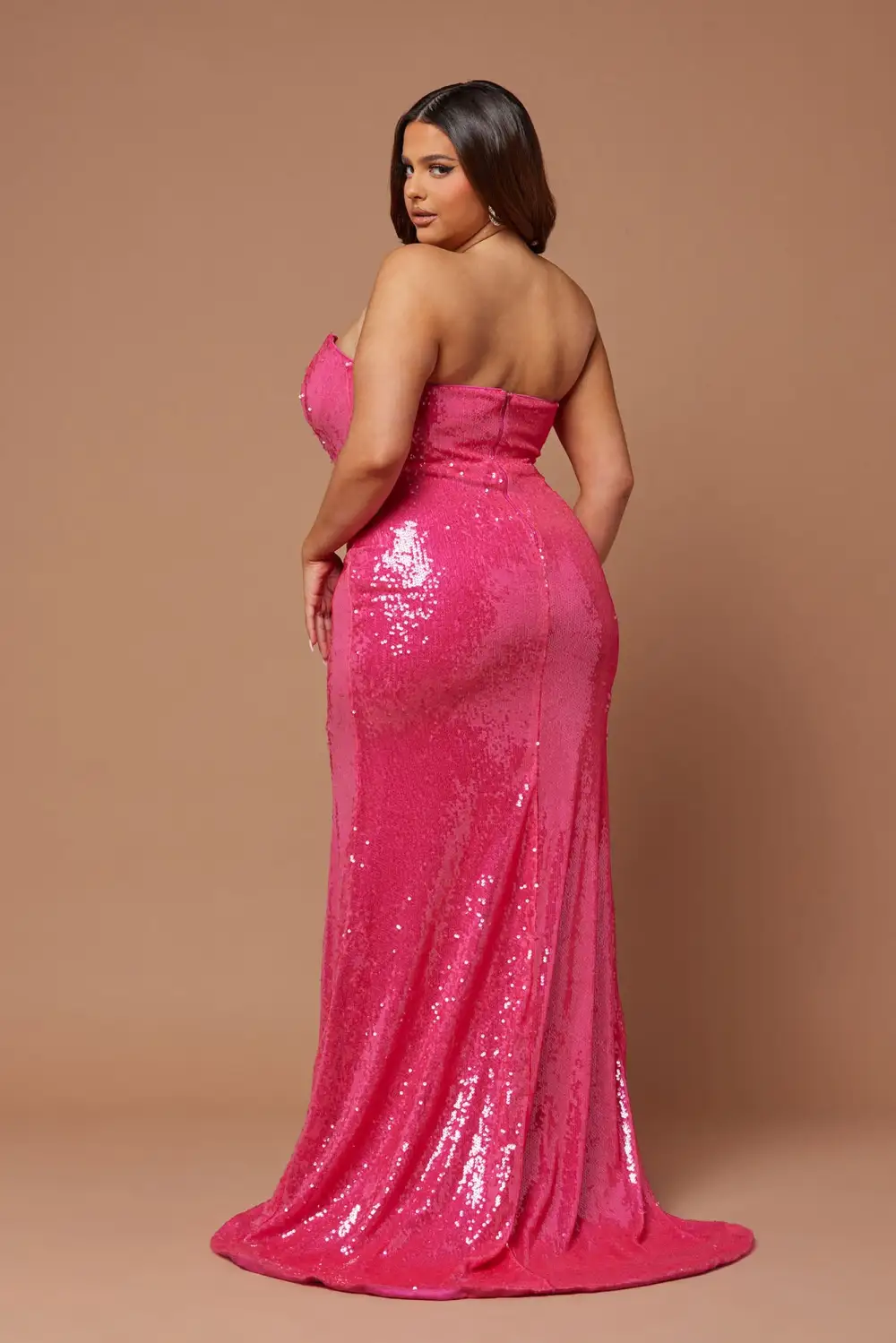 Deana Sequin Gown - Hot Pink