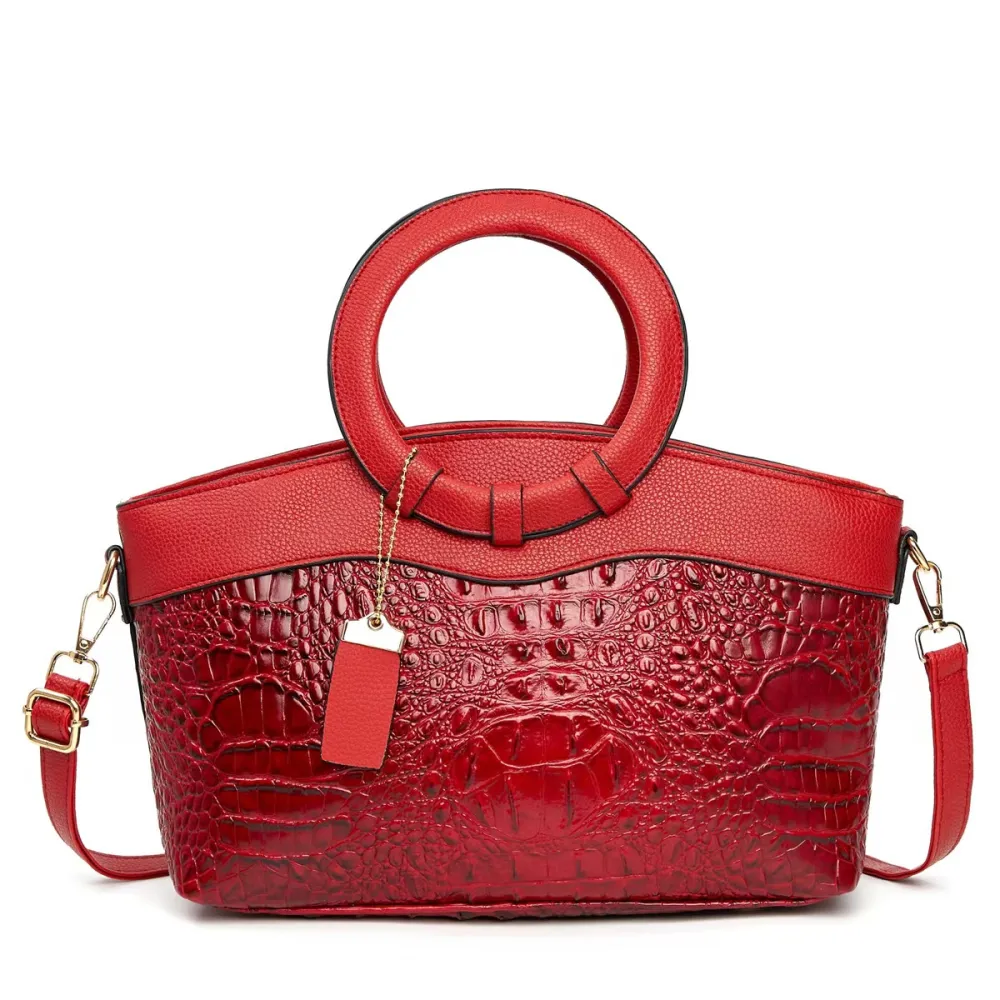 European & American Fashion Crocodile Pattern Tote Bag Large Capacity Elegant Versatile Shoulder Crossbody Bag for Women