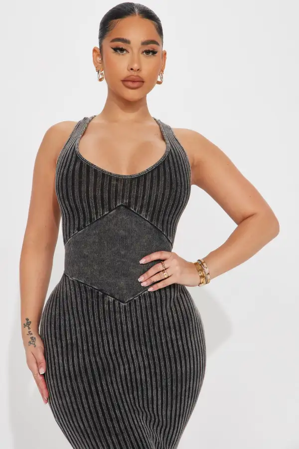 Shirely Mineral Wash Maxi Dress - Grey