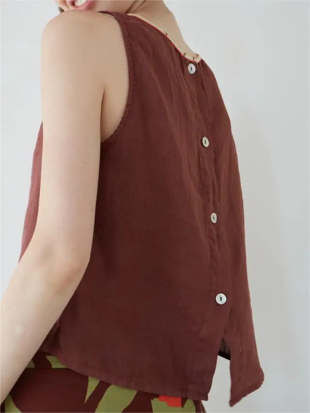 BROWN LINEN ANA TOP