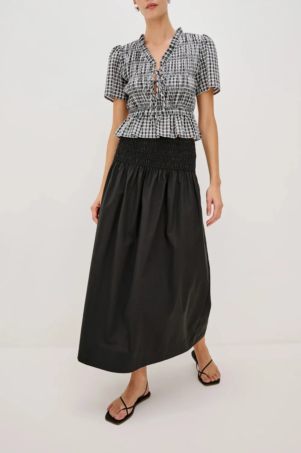 Ruffled High-Waisted Pure Cotton Half Skirt