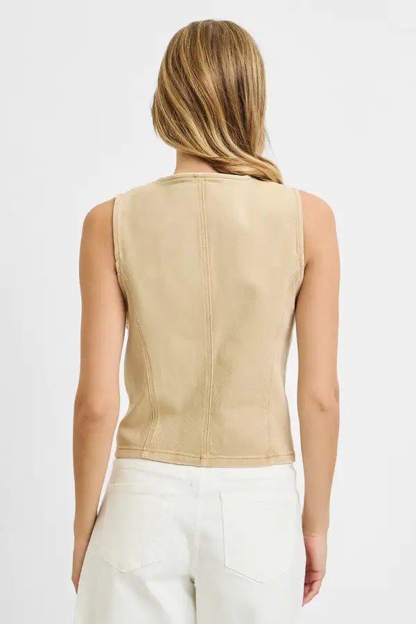 Full Size V Neck Button Down Vest